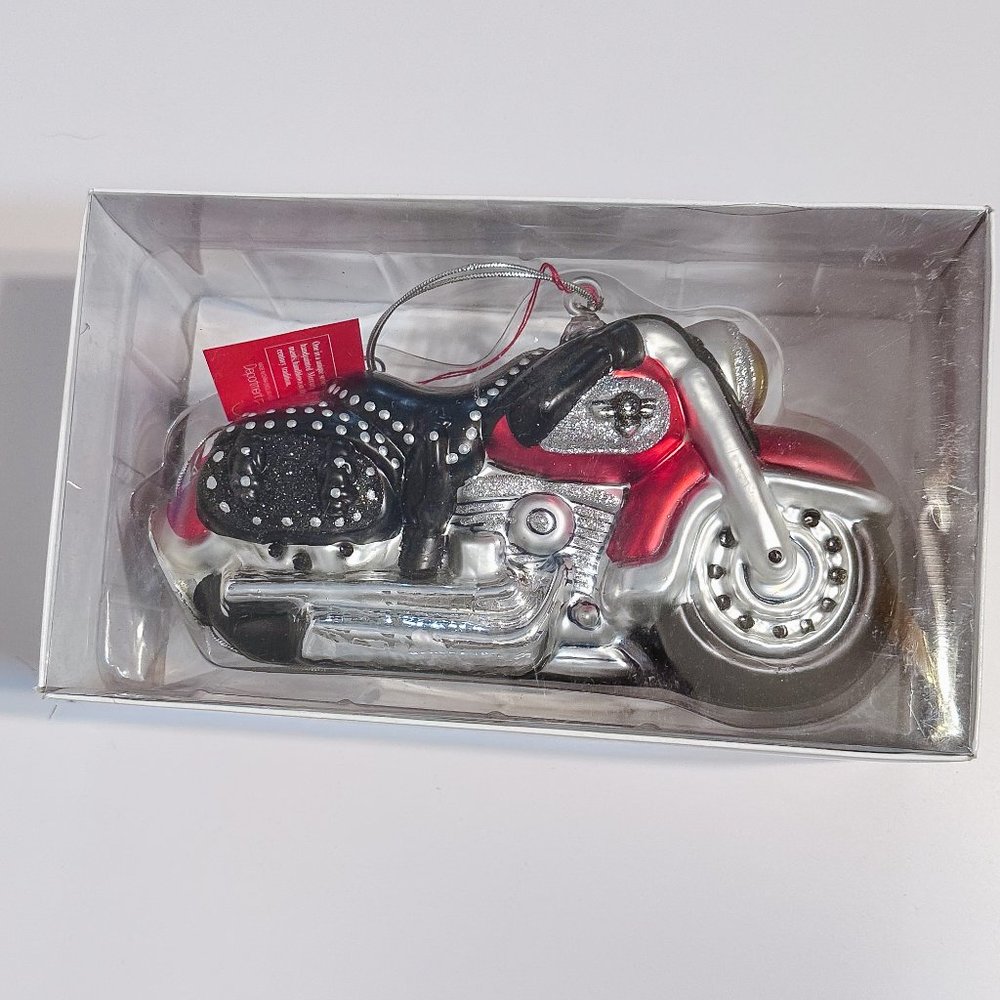 NWT Department 56 Motorcycle Mercury Glass Christmas Ornament In Box 77025